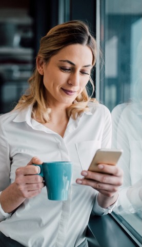 woman looking at phone